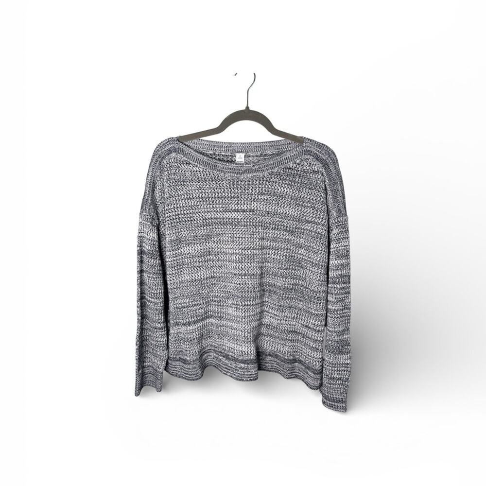 Old Navy Gray Black Marled Knit Boatneck Sweater Plus 2X
